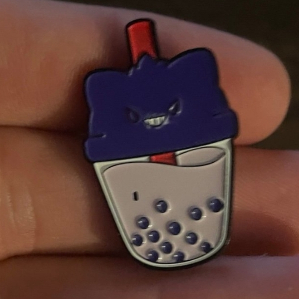 Purple Bubble Tea Enamel Pin Gengar Anime Manga Pokemon